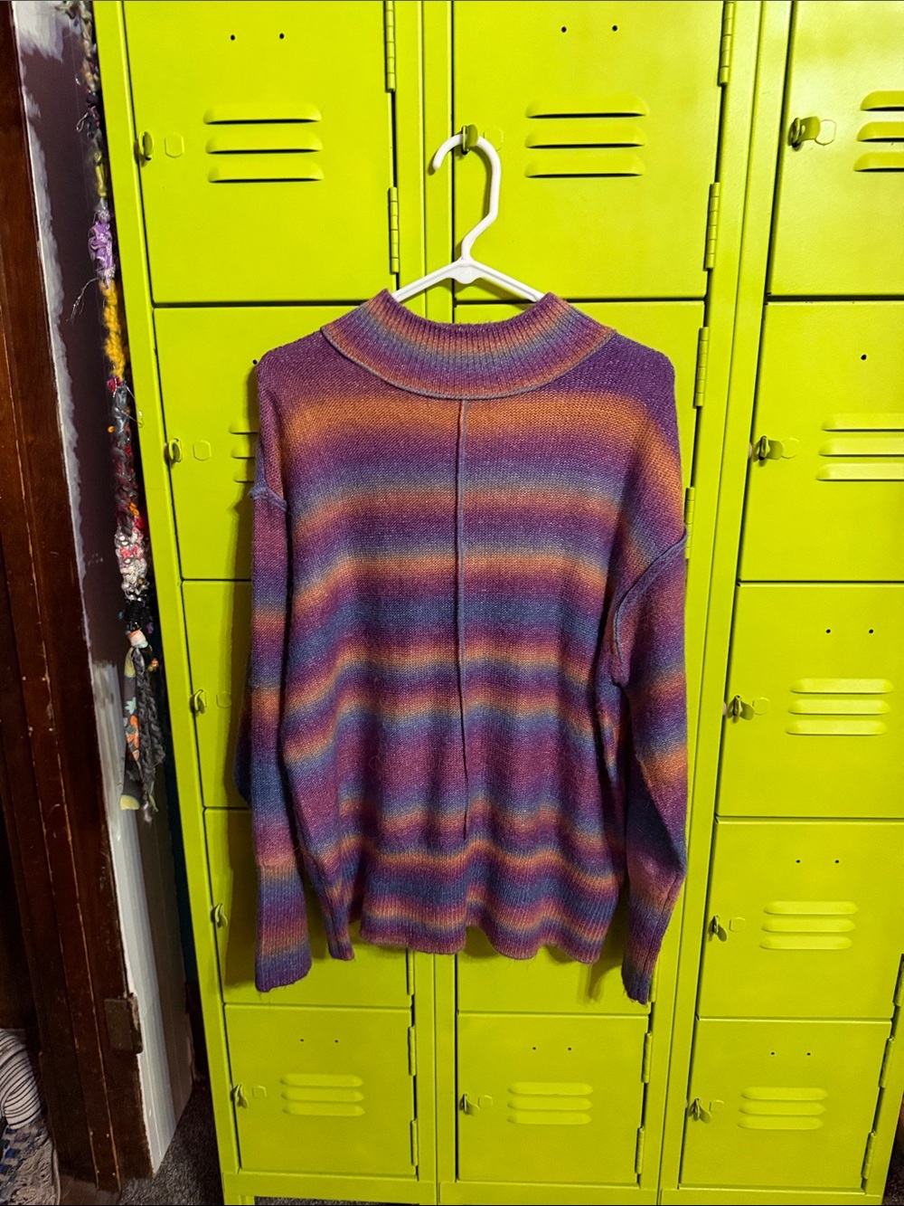 beachlunchlounge Striped Crew-Neck Sweater in Purple and Orange